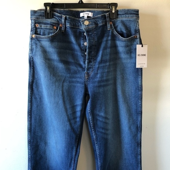 Re/Done Blue High Rise Loose Button Fly in Jetty Jeans 32 - Picture 6 of 15